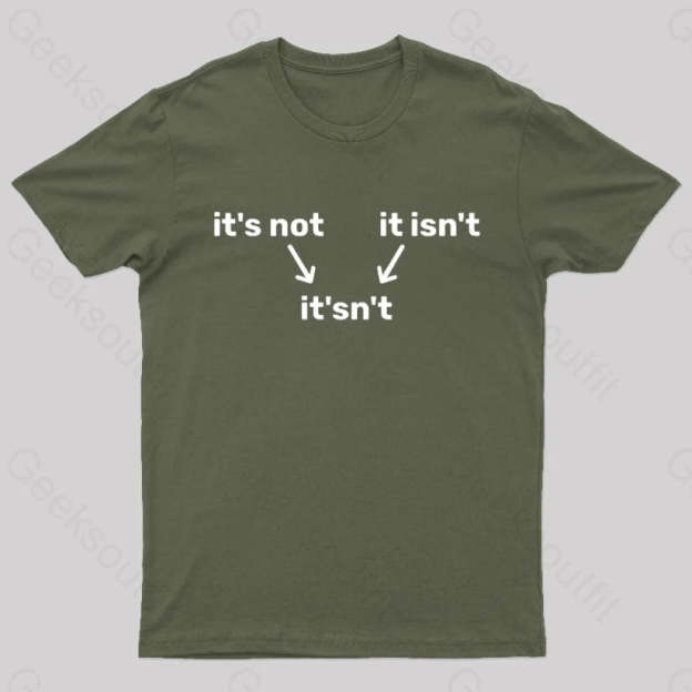 It’s Not It Isn’t It’sn’t Nerd T-Shirt Army Green / S