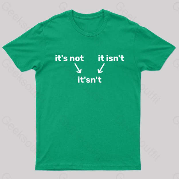 It’s Not It Isn’t It’sn’t Nerd T-Shirt Green / S