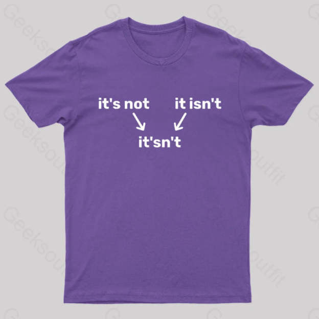 It’s Not It Isn’t It’sn’t Nerd T-Shirt Purple / S