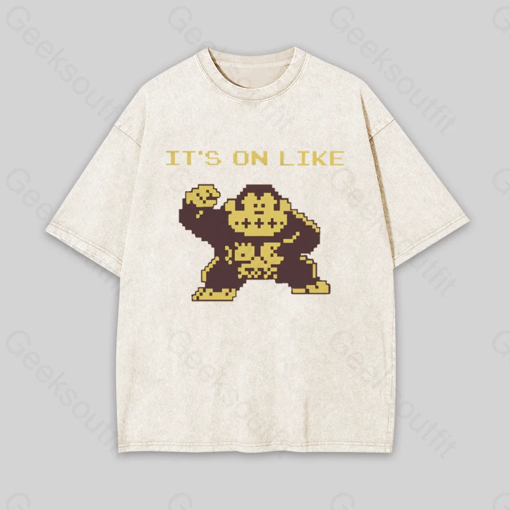 It?��s On Like Donkey Kong Geek Washed T-Shirt Apricot / S