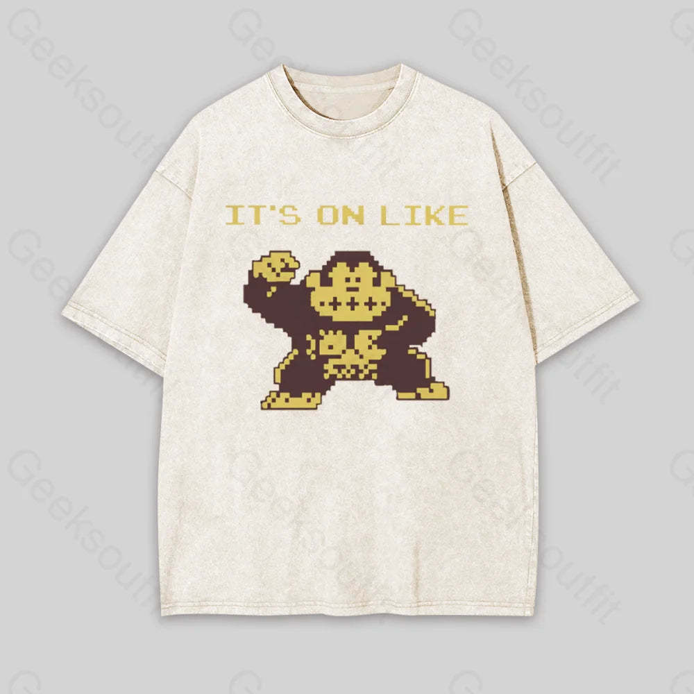 It?��s On Like Donkey Kong Geek Washed T-Shirt Apricot / S