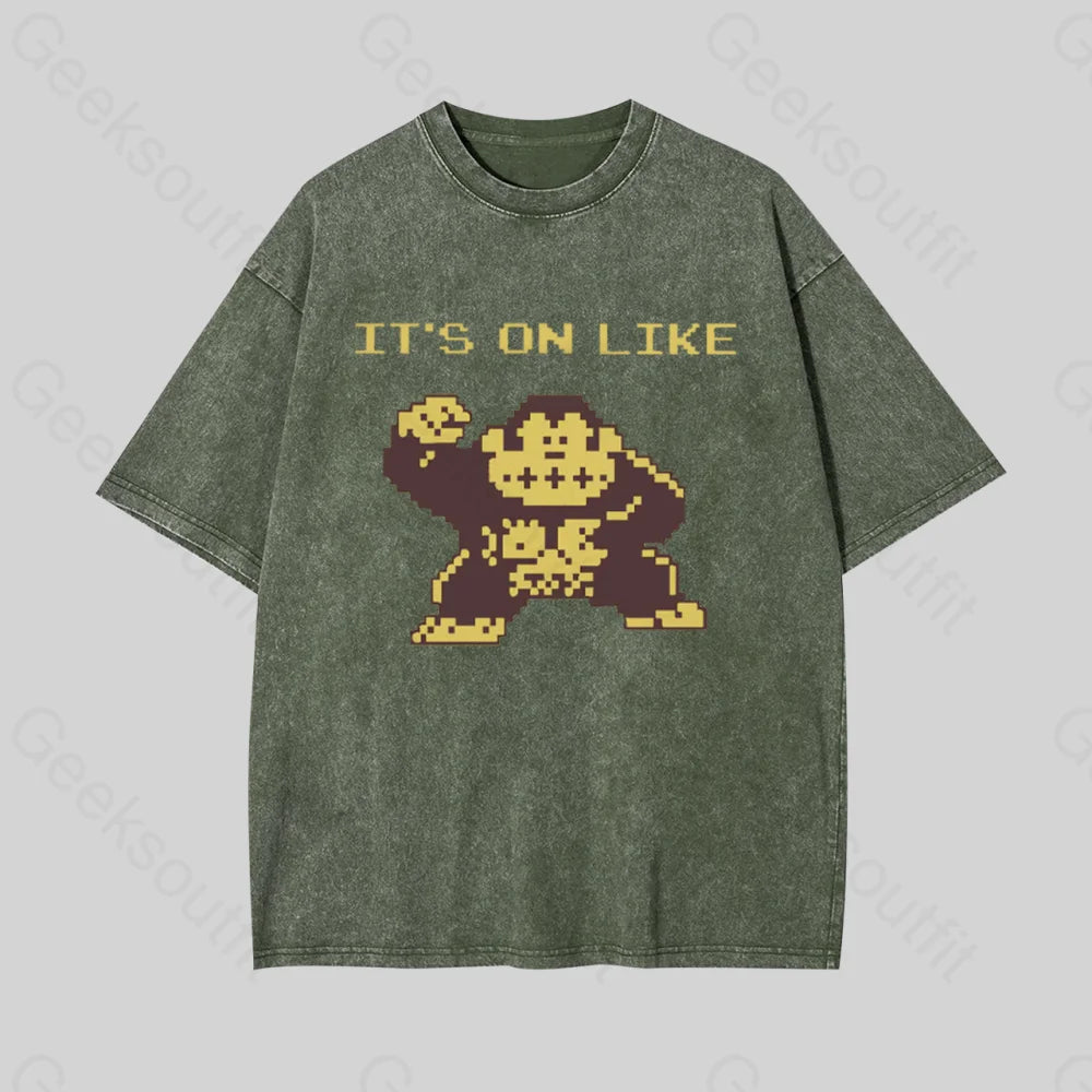 It?��s On Like Donkey Kong Geek Washed T-Shirt Armygreen / S