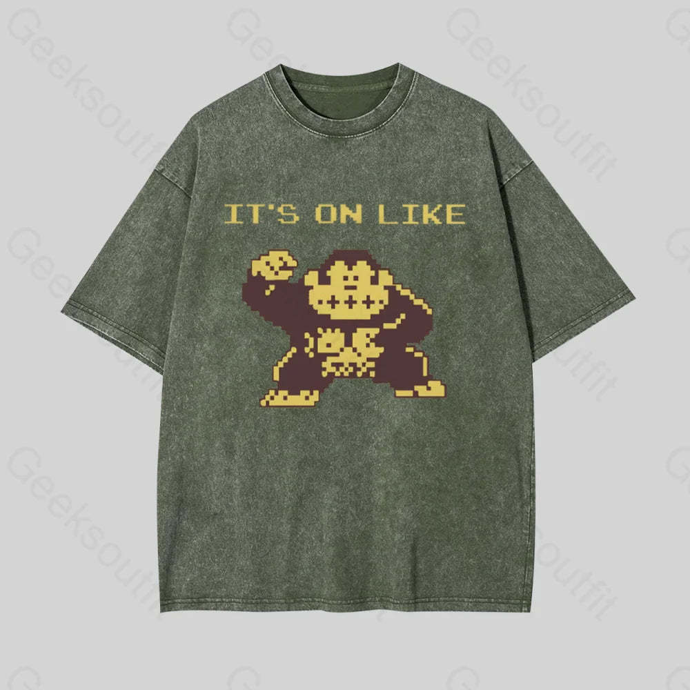 It?��s On Like Donkey Kong Geek Washed T-Shirt Armygreen / S