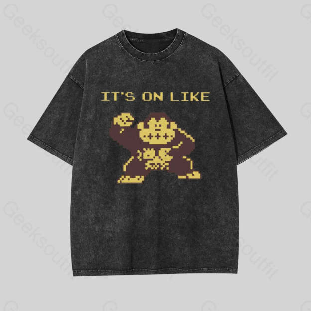 It?��s On Like Donkey Kong Geek Washed T-Shirt Black / S