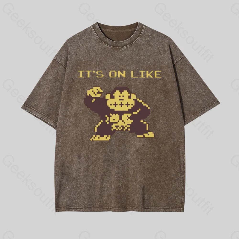 It?��s On Like Donkey Kong Geek Washed T-Shirt Coffee / S