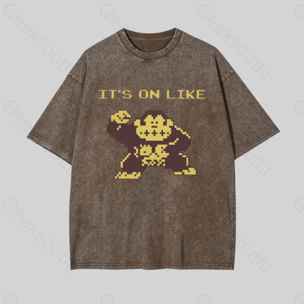 It?��s On Like Donkey Kong Geek Washed T-Shirt Coffee / S