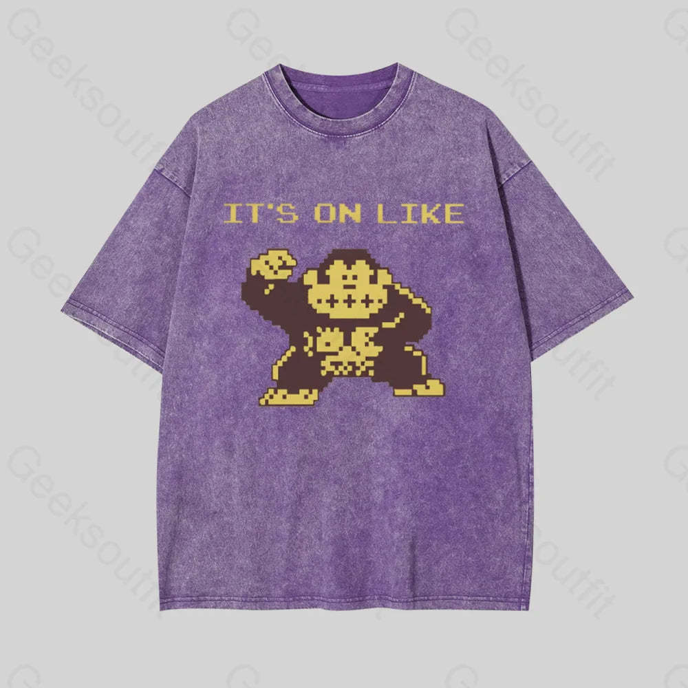 It?��s On Like Donkey Kong Geek Washed T-Shirt Purple / S