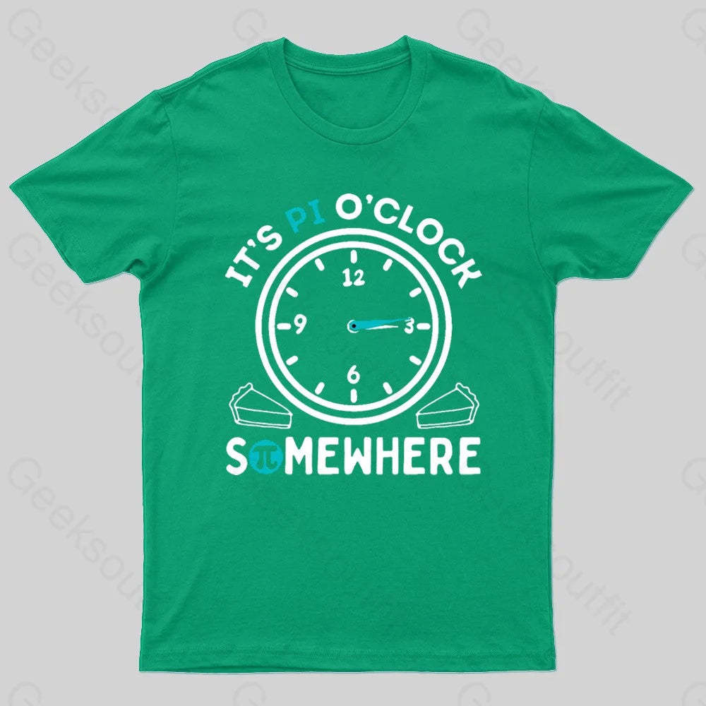 It’s Pi O’clock Somewhere Nerd T-Shirt Green / S