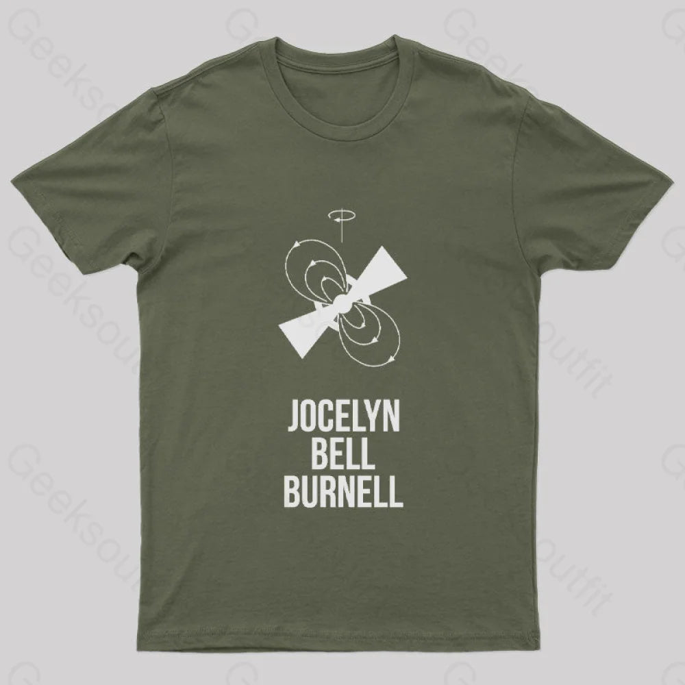 Jocelyn Bell Burnell Geek T-Shirt Army Green / S