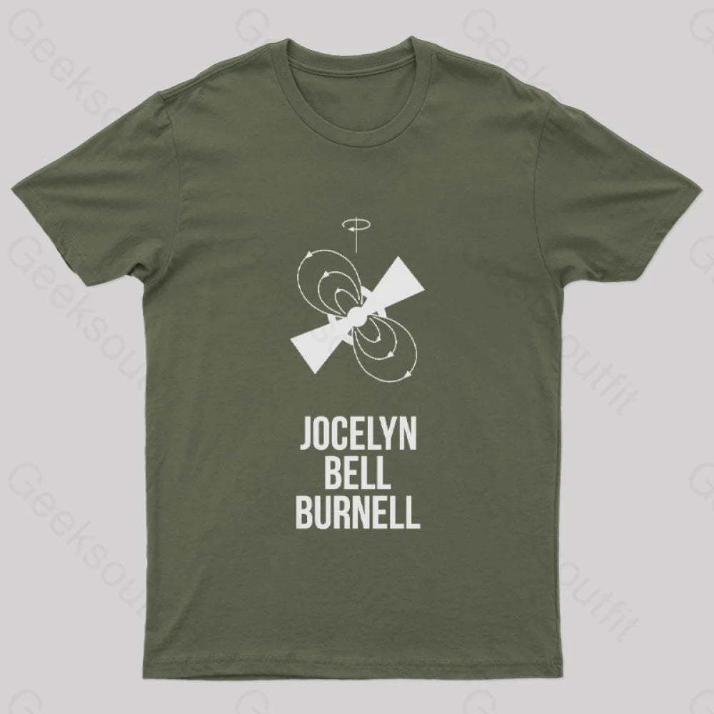 Jocelyn Bell Burnell Geek T-Shirt Army Green / S