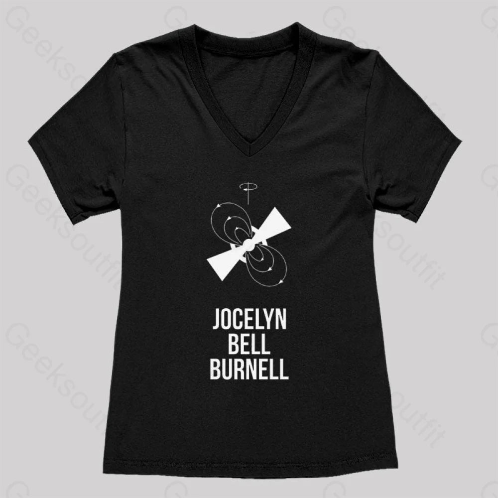 Jocelyn Bell Burnell Women’s V-Neck T-Shirt Black / S