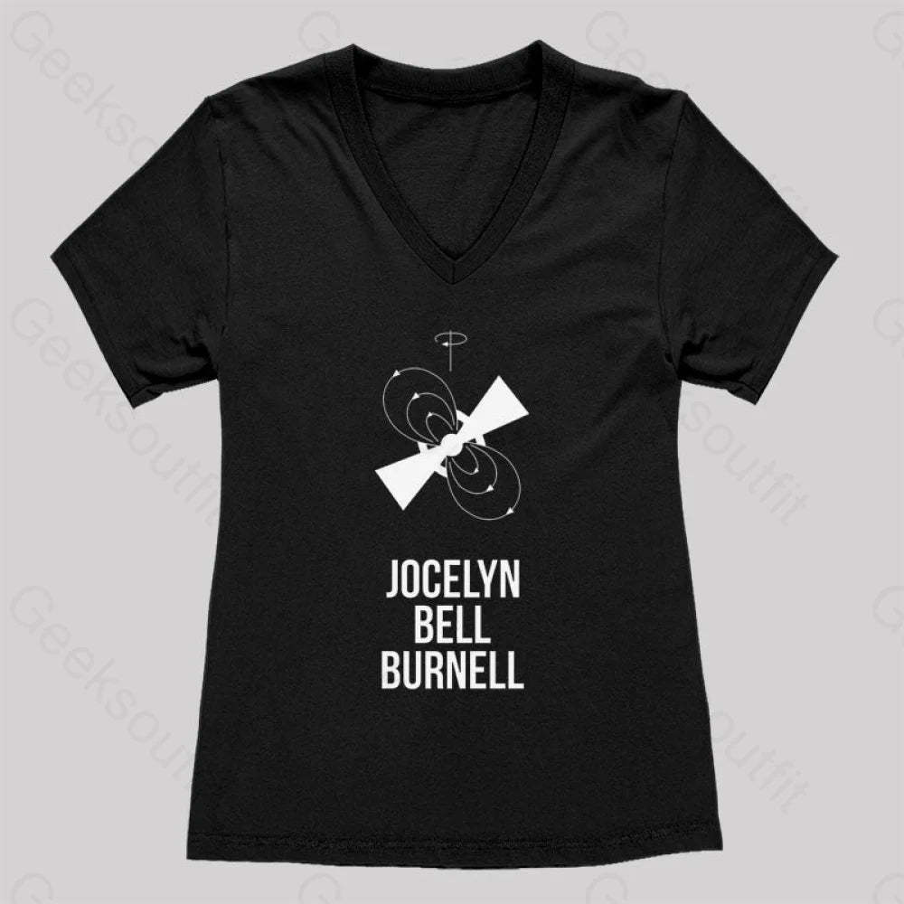 Jocelyn Bell Burnell Women’s V-Neck T-Shirt Black / S