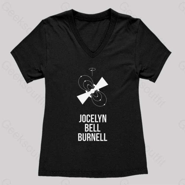 Jocelyn Bell Burnell Women’s V-Neck T-Shirt Black / S