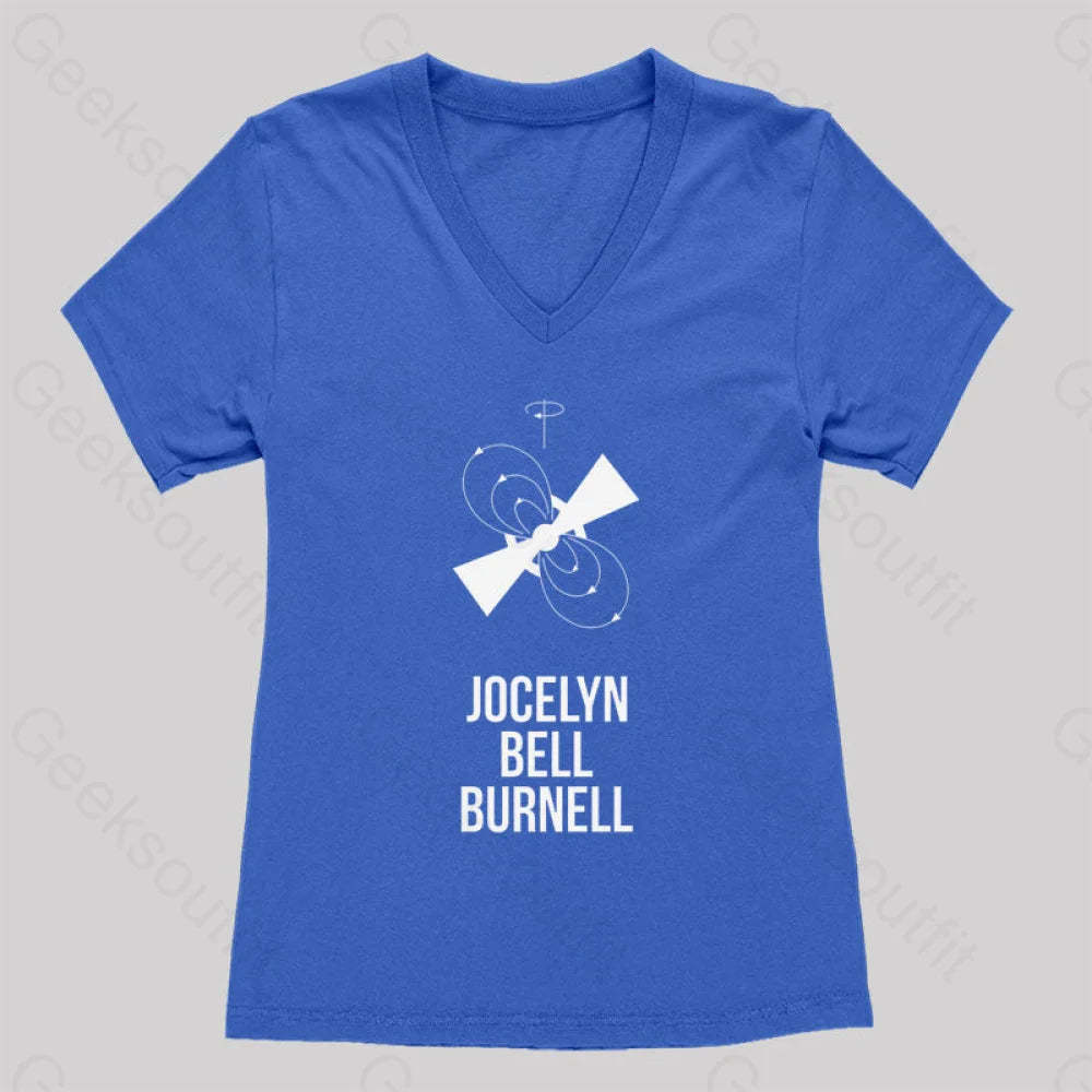 Jocelyn Bell Burnell Women’s V-Neck T-Shirt Royal Blue / S