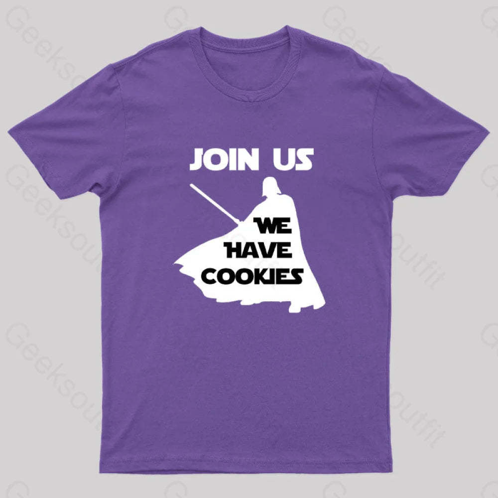 Join Us We Have Cookies Geek T-Shirt Purple / S