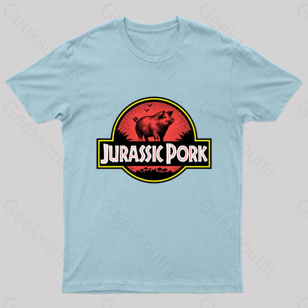 Jurassic Pork Geek T-Shirt Light Blue / S
