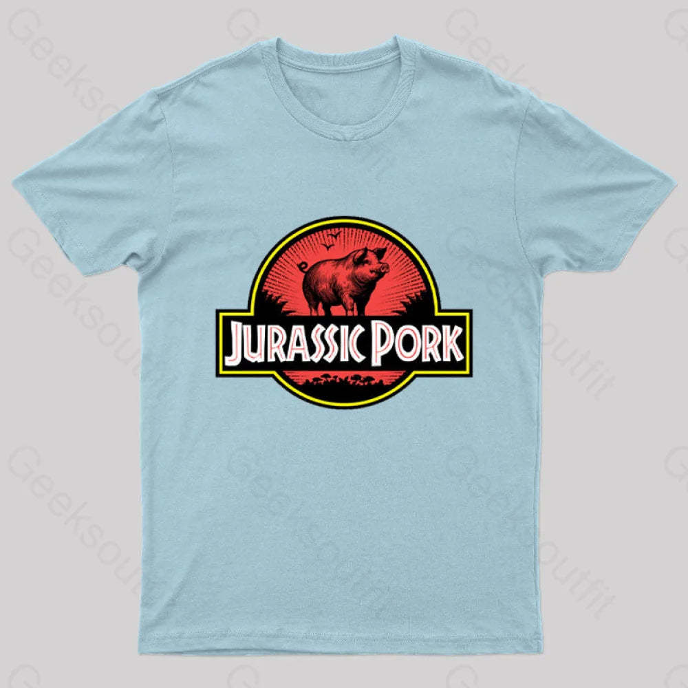 Jurassic Pork Geek T-Shirt Light Blue / S