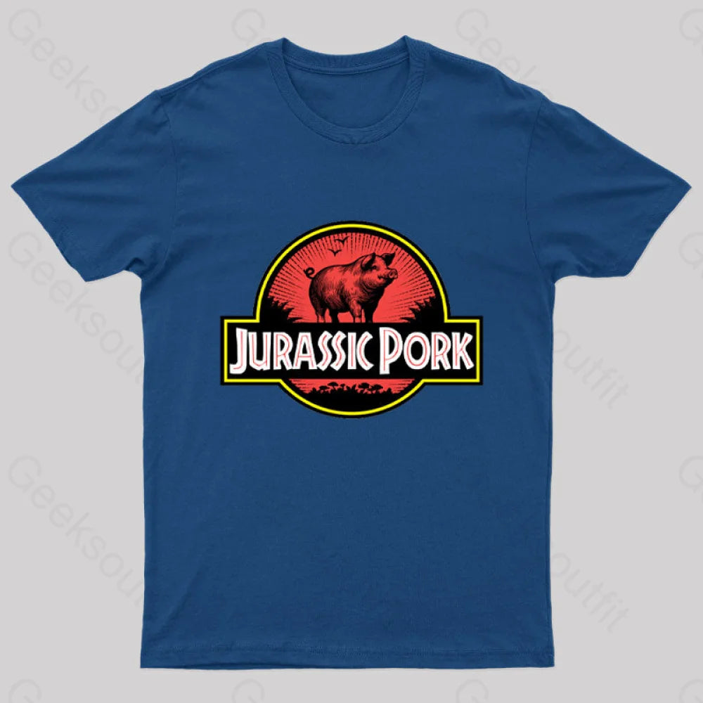Jurassic Pork Geek T-Shirt Navy / S