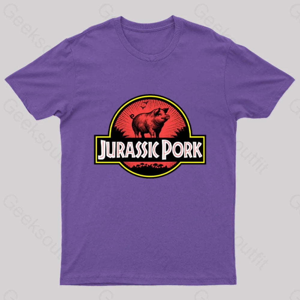 Jurassic Pork Geek T-Shirt Purple / S