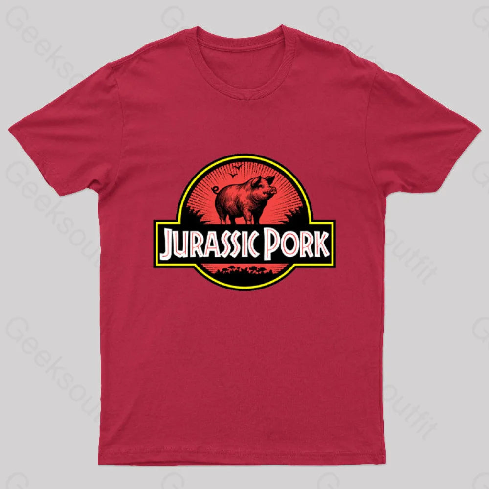Jurassic Pork Geek T-Shirt Red / S