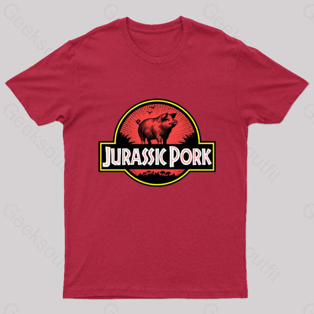 Jurassic Pork Geek T-Shirt Red / S