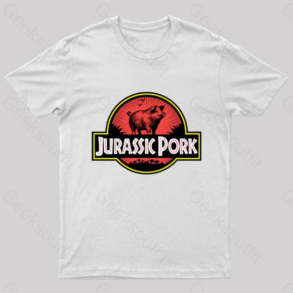 Jurassic Pork Geek T-Shirt White / S