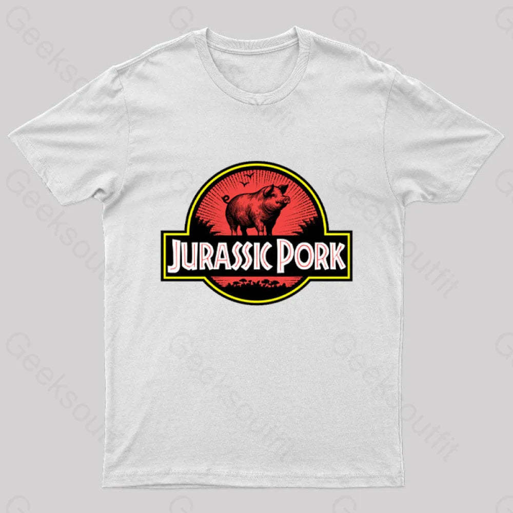 Jurassic Pork Geek T-Shirt White / S