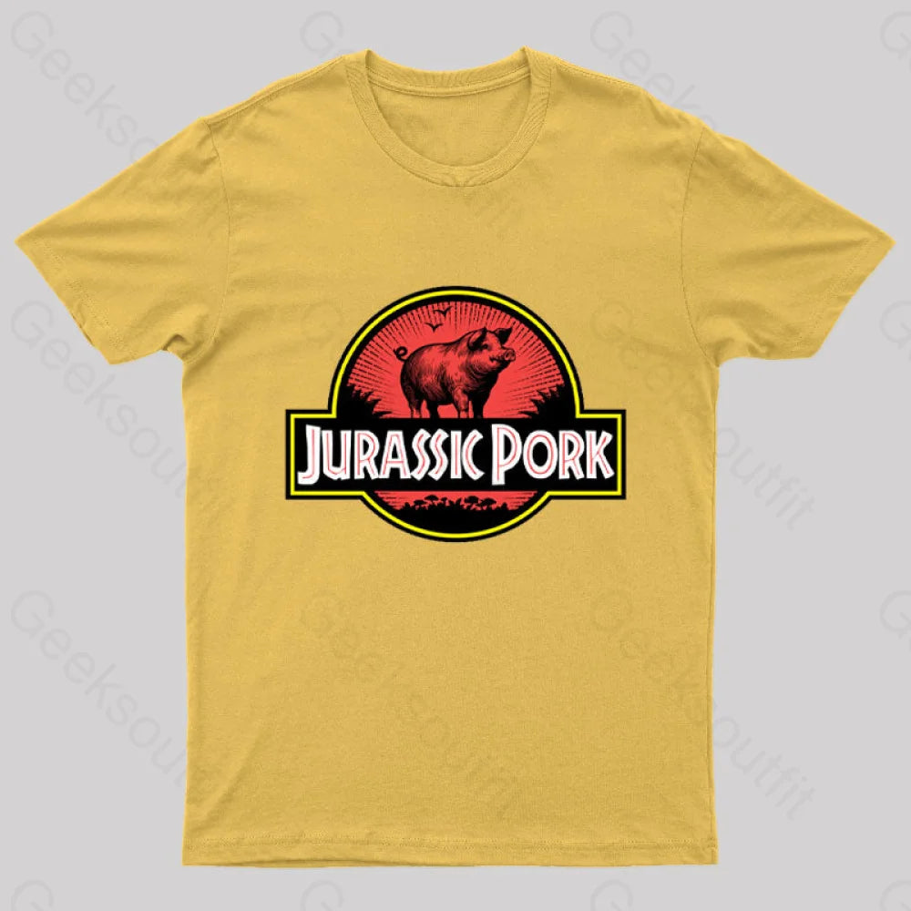 Jurassic Pork Geek T-Shirt Yellow / S