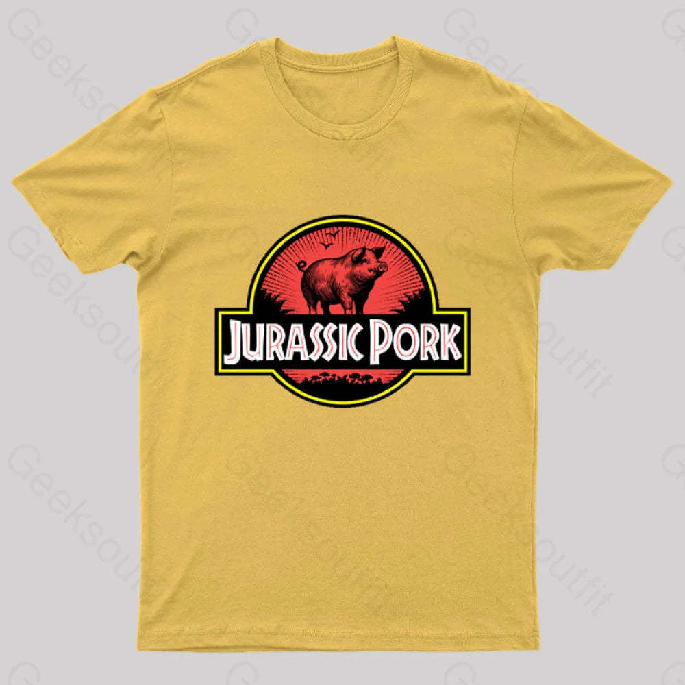 Jurassic Pork Geek T-Shirt Yellow / S