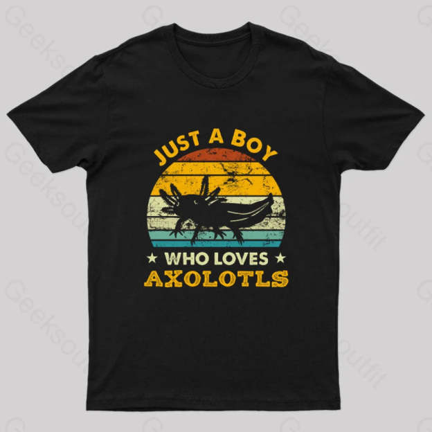 Just A Boy Who Loves Axolotls Geek T-Shirt Black / S