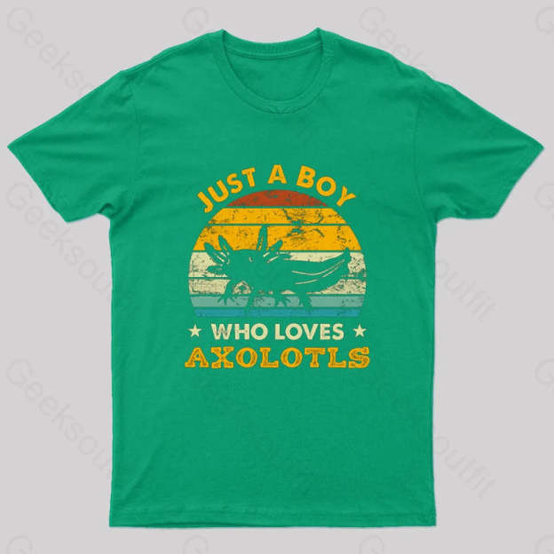 Just A Boy Who Loves Axolotls Geek T-Shirt Green / S
