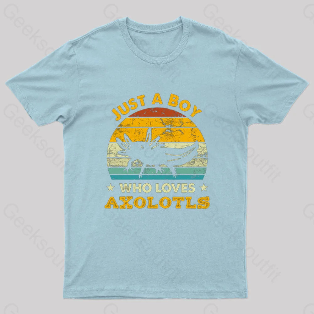 Just A Boy Who Loves Axolotls Geek T-Shirt Light Blue / S