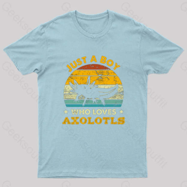 Just A Boy Who Loves Axolotls Geek T-Shirt Light Blue / S