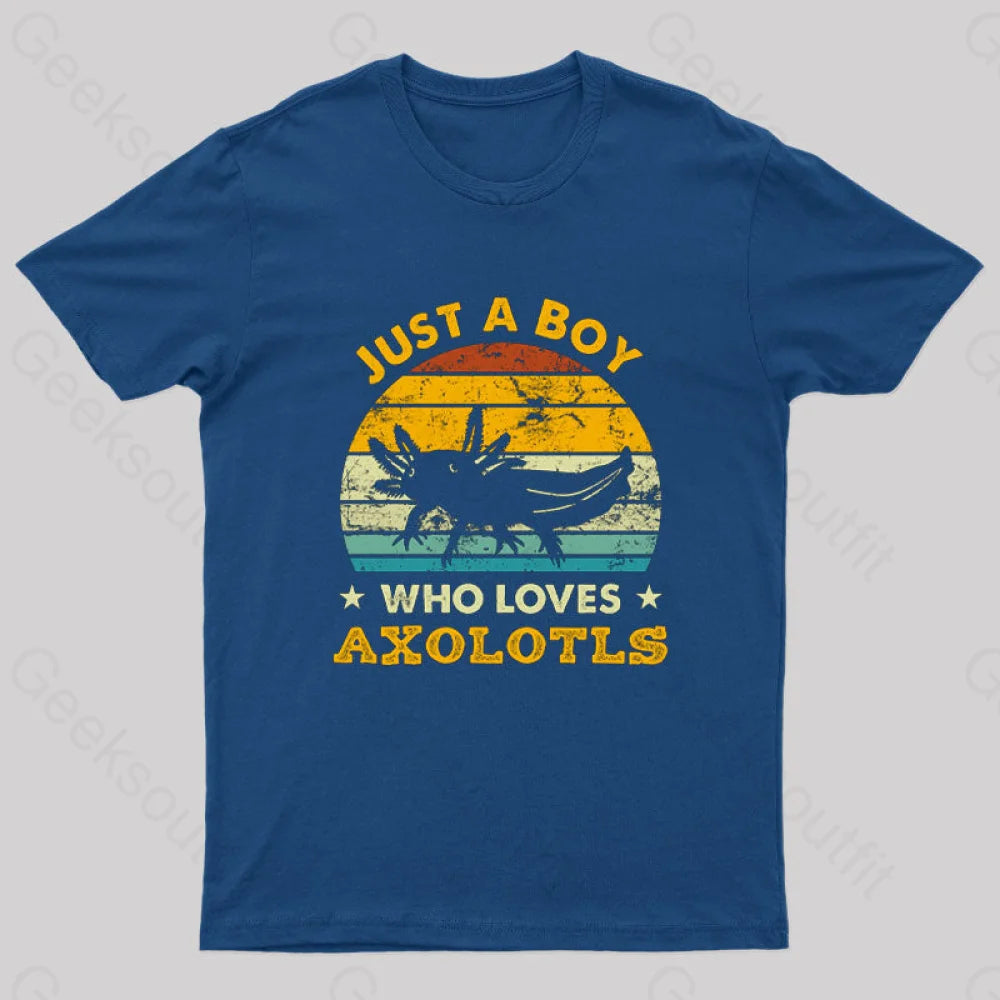 Just A Boy Who Loves Axolotls Geek T-Shirt Navy / S