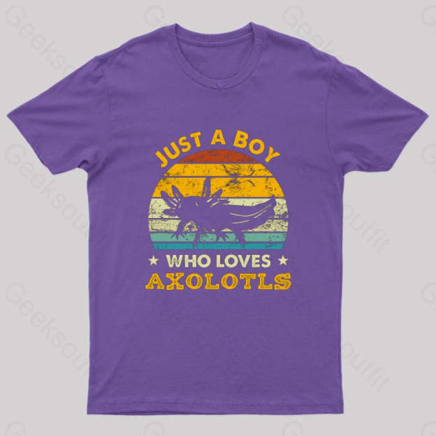 Just A Boy Who Loves Axolotls Geek T-Shirt Purple / S