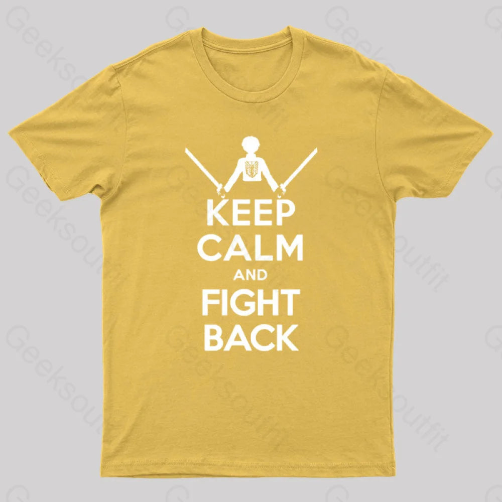 Keep Calm And Fight Back Nerd T-Shirt Yellow / S