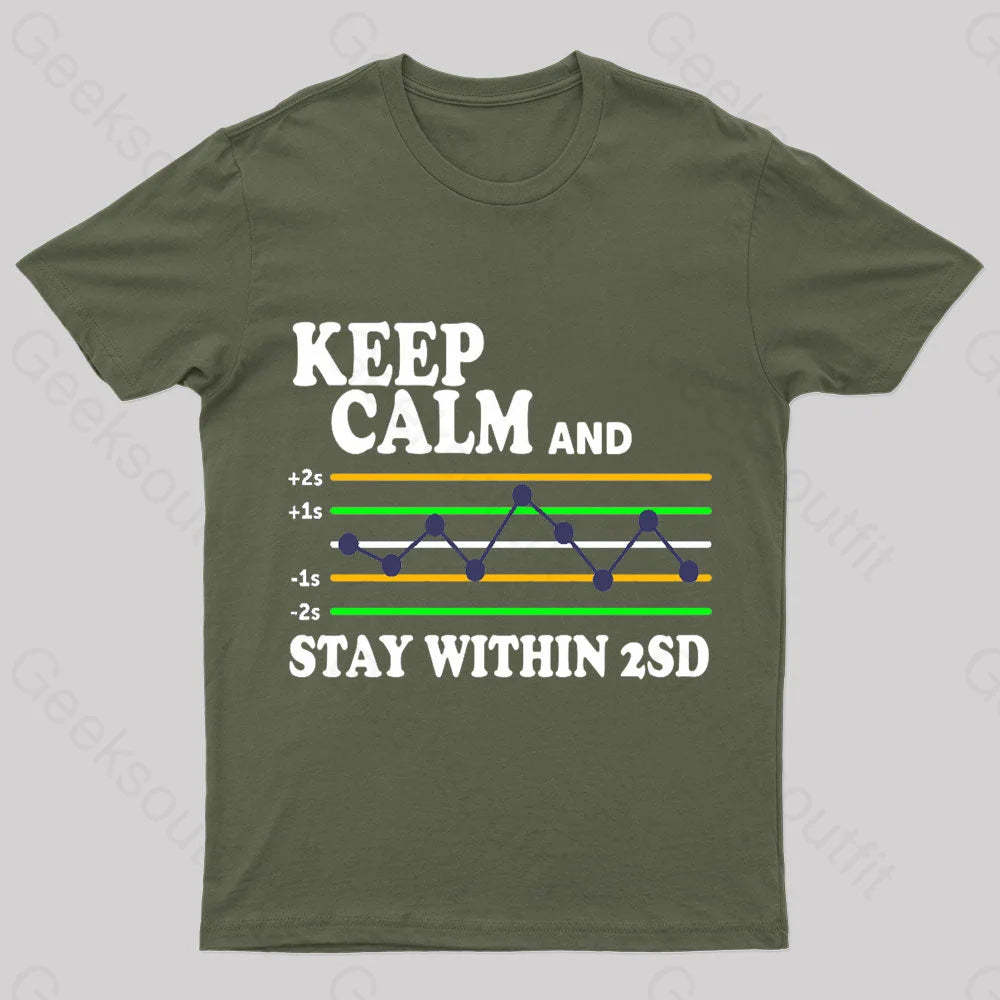 Keep Calm And Stay Within 2Sd Geek T-Shirt Army Green / S