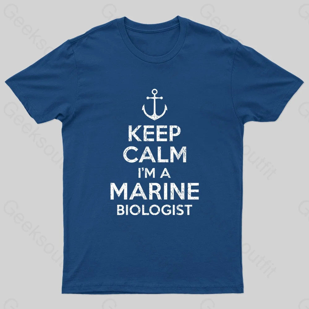 Keep Calm Marine Biologist Nerd T-Shirt Navy / S