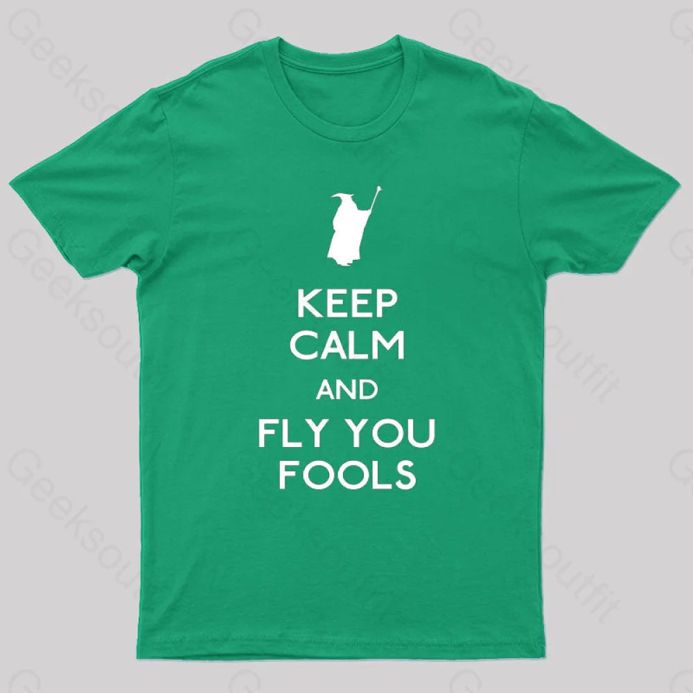 Keep Calm You Fools Geek T-Shirt Green / S