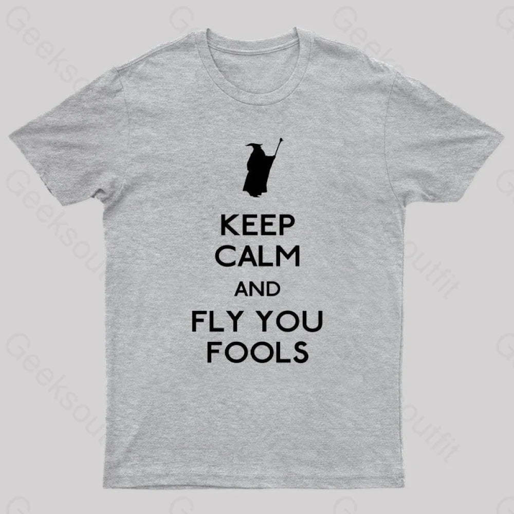 Keep Calm You Fools Geek T-Shirt Grey / S