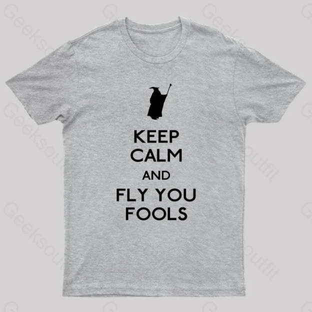 Keep Calm You Fools Geek T-Shirt Grey / S