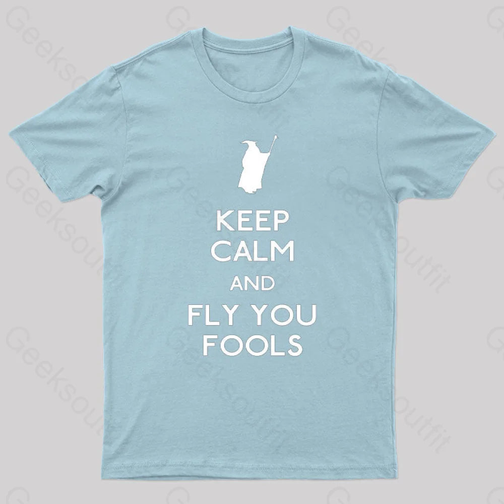 Keep Calm You Fools Geek T-Shirt Light Blue / S