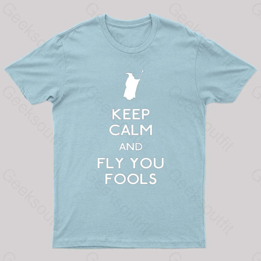 Keep Calm You Fools Geek T-Shirt Light Blue / S