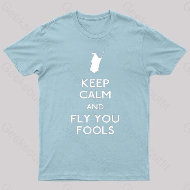 Keep Calm You Fools Geek T-Shirt Light Blue / S