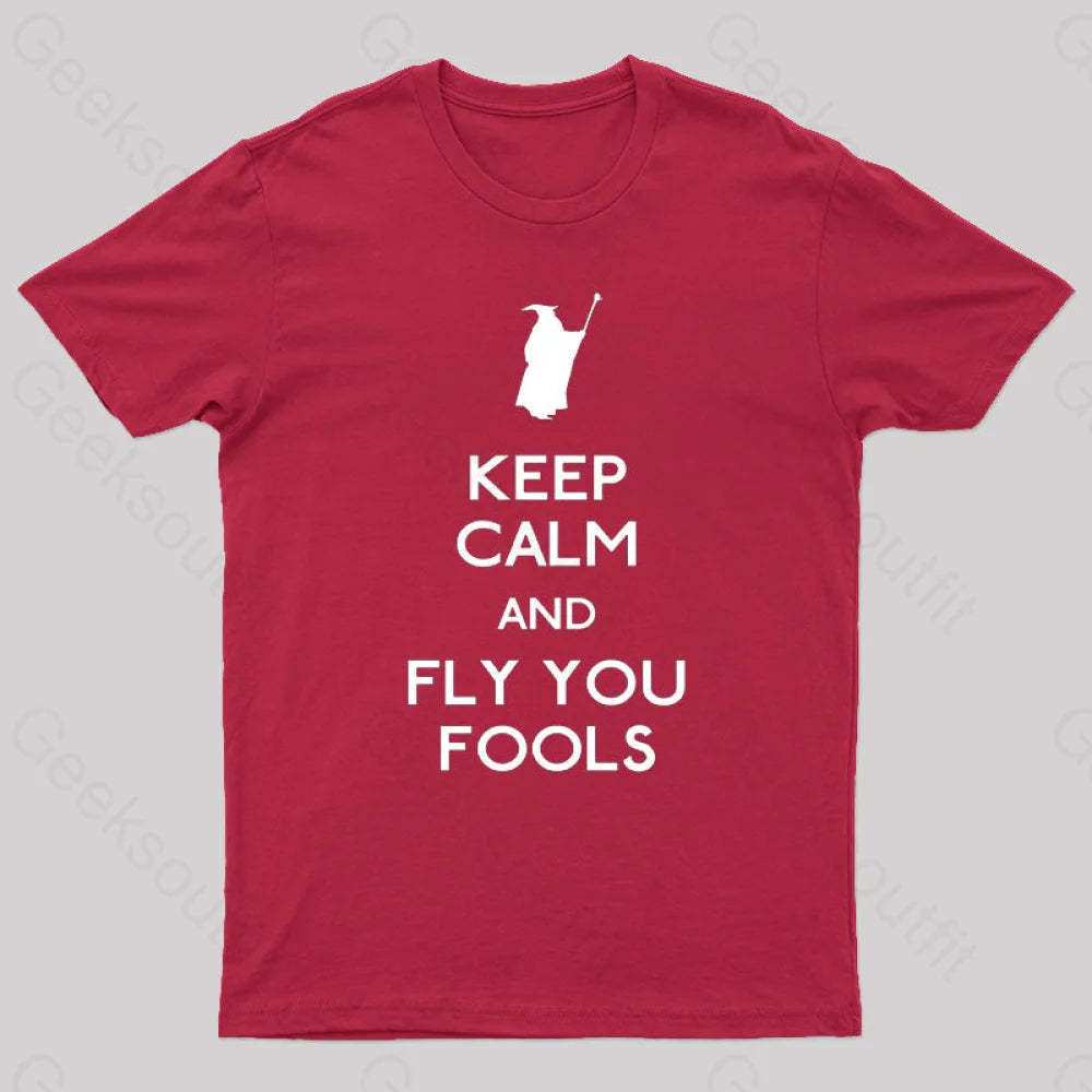 Keep Calm You Fools Geek T-Shirt Red / S