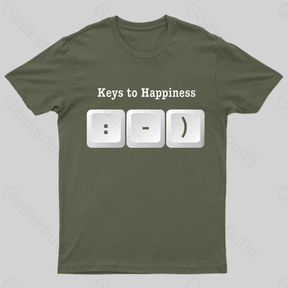 Keys To Happyiness Nerd T-Shirt Army Green / S