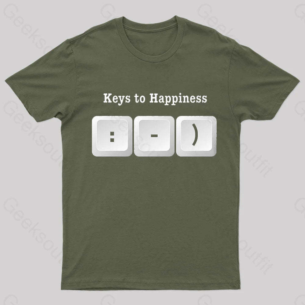 Keys To Happyiness Nerd T-Shirt Army Green / S