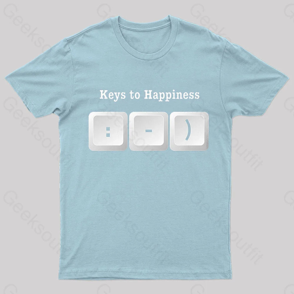 Keys To Happyiness Nerd T-Shirt Light Blue / S
