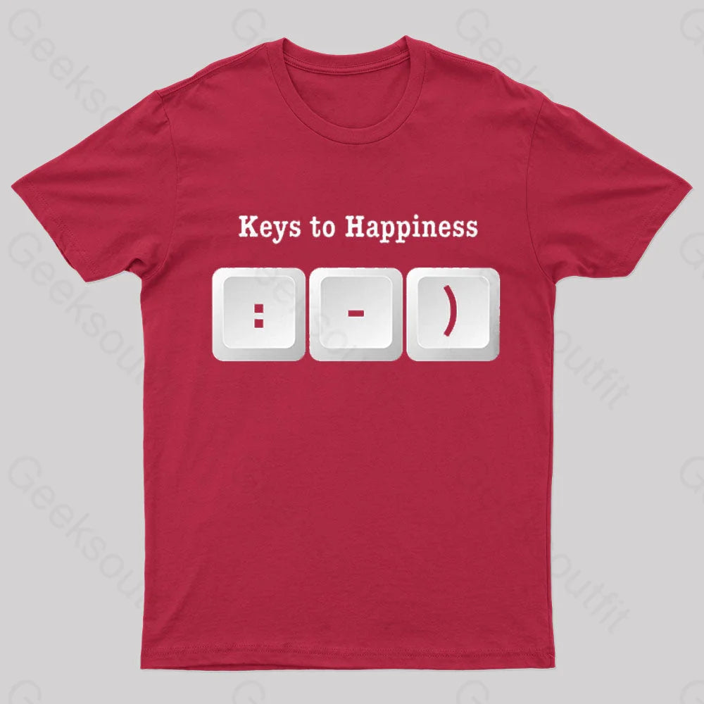 Keys To Happyiness Nerd T-Shirt Red / S