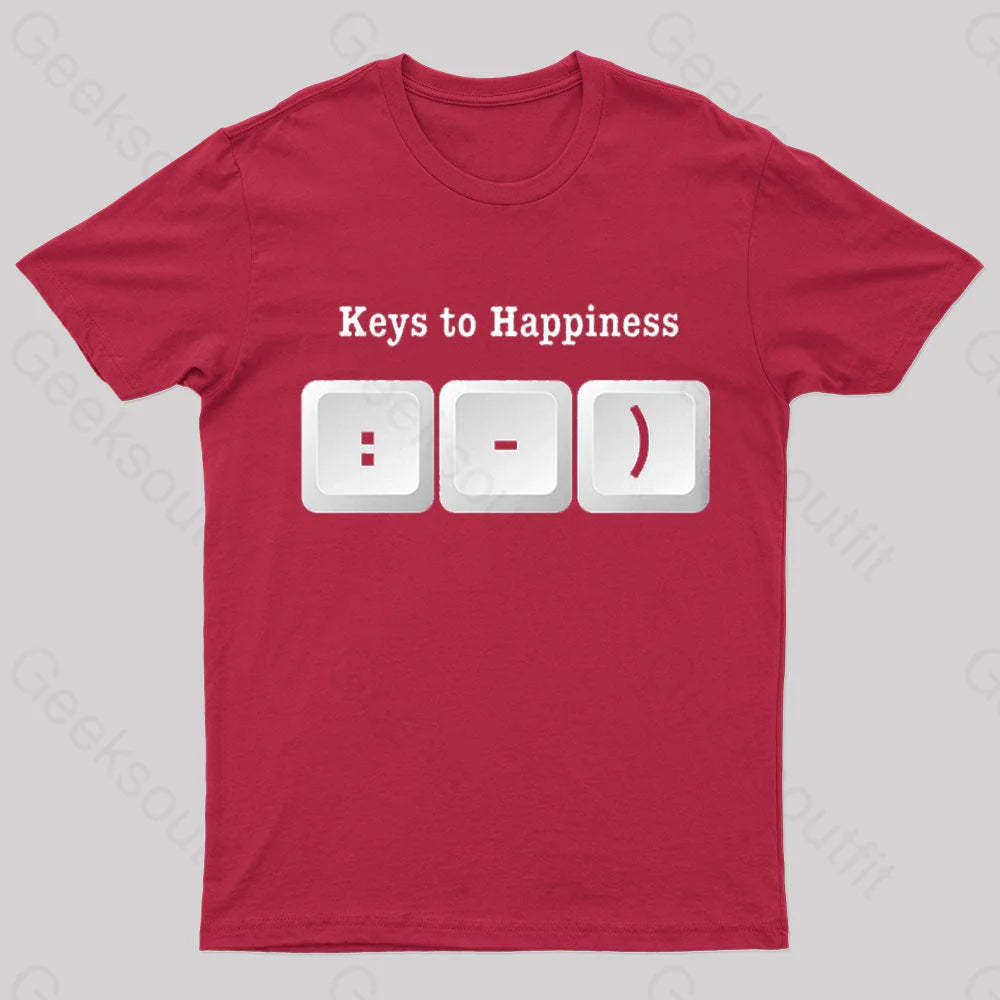 Keys To Happyiness Nerd T-Shirt Red / S